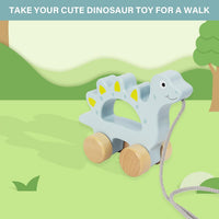 Baby Toys Car,Wooden Pull Along Toy for Toddlers 1 2 3 Year Olds – Fun for Kids & Family - Dinosaur - image 4