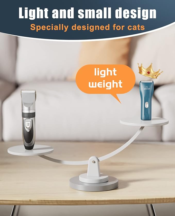 oneisall Pet Clipper for Cat Matted Hair, Pet Shaver for Cats Quiet Pet Clippers Waterproof Cordless Cat Clippers for Matted Hair Long Hair with Storage Bag (Green)