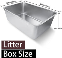Stainless Steel Cat Litter Box 17"x13"x5.1" – Daily Care for Cats - 23.4"L x15.6"W x 7.7"H - image 2
