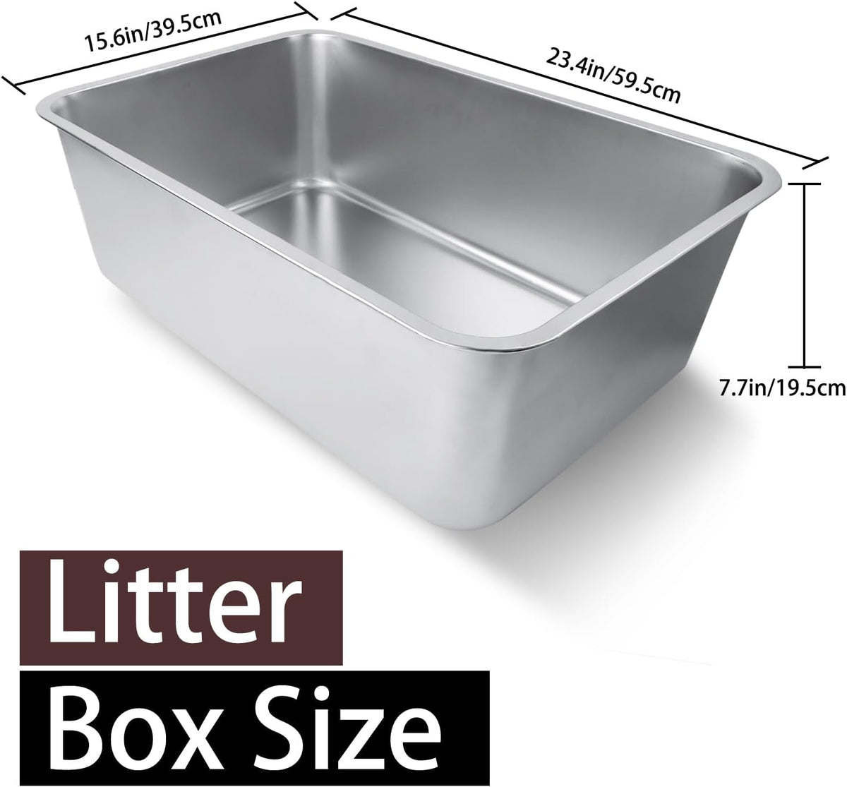 Stainless Steel Cat Litter Box 17"x13"x5.1" – Daily Care for Cats - 23.4"L x15.6"W x 7.7"H - image 2