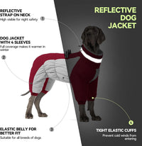 Full body waterproof dog jacket with legs, fleece lining and fur collar - view 3