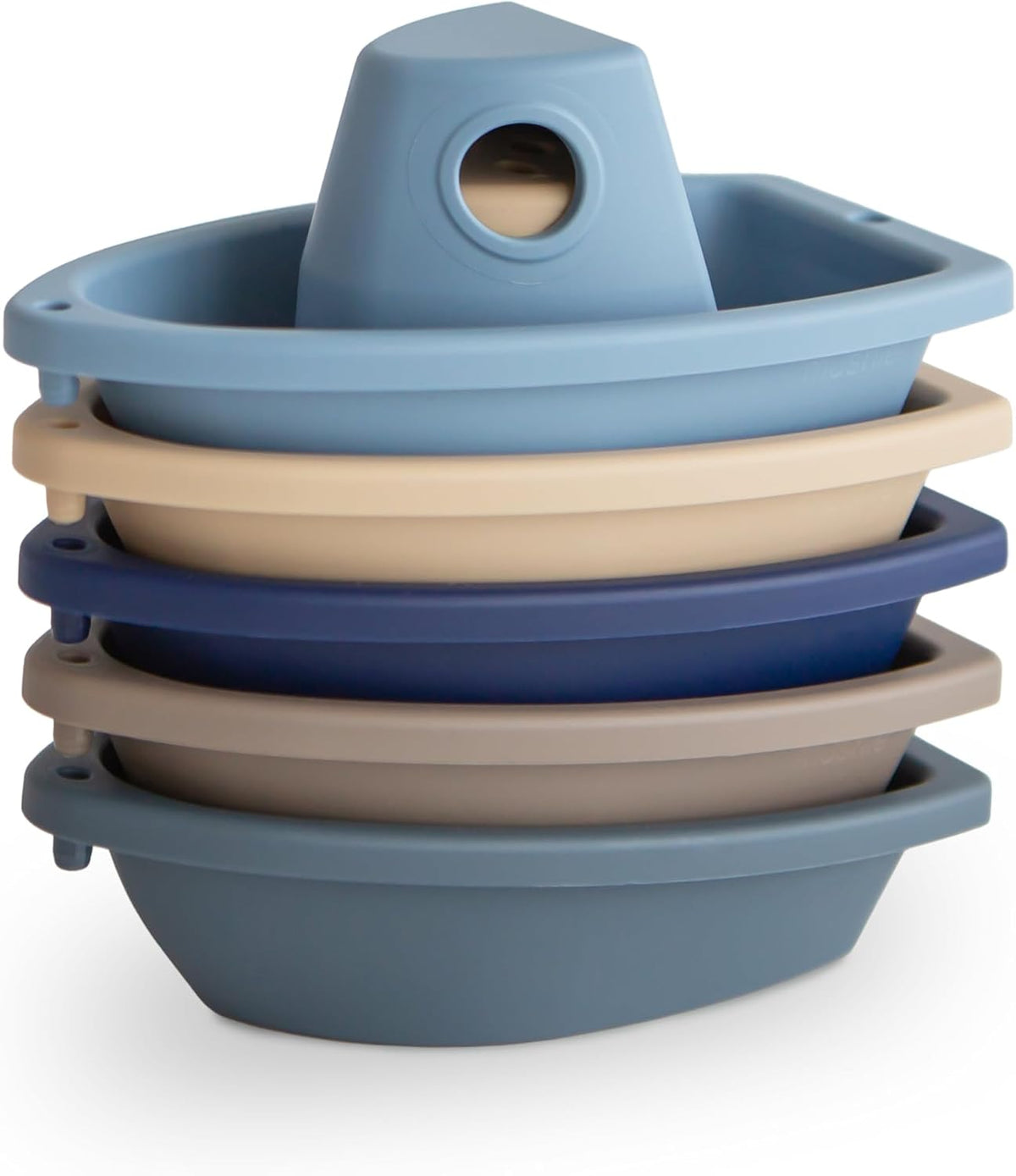 mushie Stackable Bath Boats Floating Toy, Made in Denmark - Boats Ocean