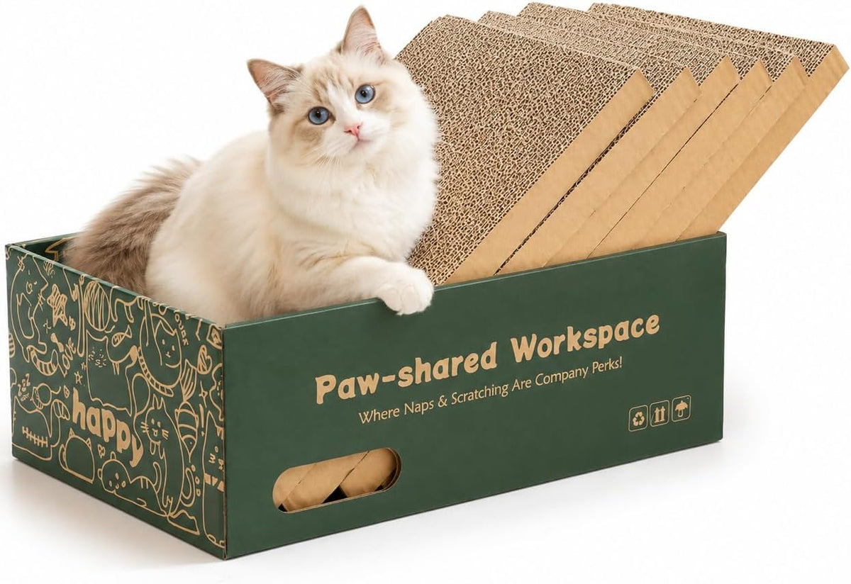 ARGOPET Cat Cardboard House with 2 PCS Scratching Pads – Essentials for Cats - Standard: 1 Box, 6 Pads