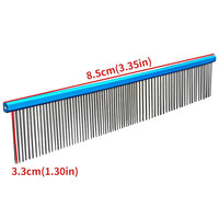 2 Pack Dog Combs with Stainless Steel Teeth Applicable to Cat Dog Comb Removing Tangles Easily Remove Dirt Grooming Anti-Slip Comfort Grip Handle （blue）