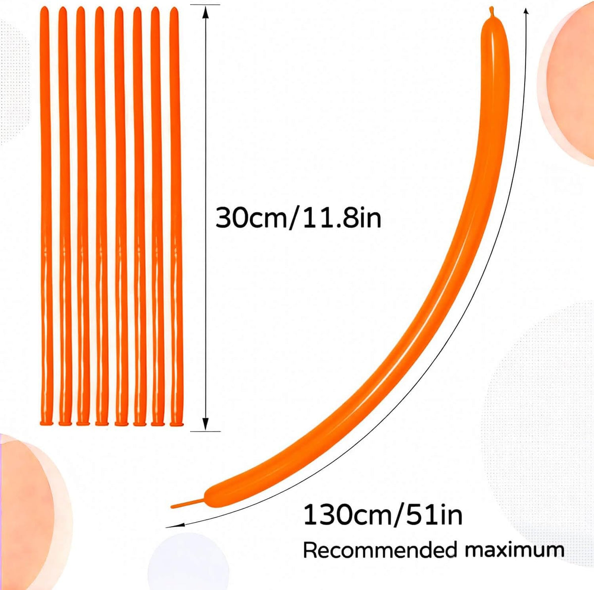 260 Clear Long Balloons for Animals - Orange - image 3
