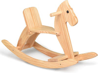 KRAND natural pine kids wooden rocking horse with handrail, backrest and foot pedal - view 4