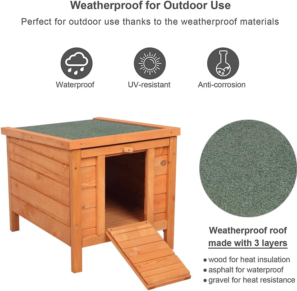 Cat House Outside, Weatherproof Wooden Bunny Rabbit Cat Hutch Outdoor Pet Cage Shelter Feral Cat - image 2