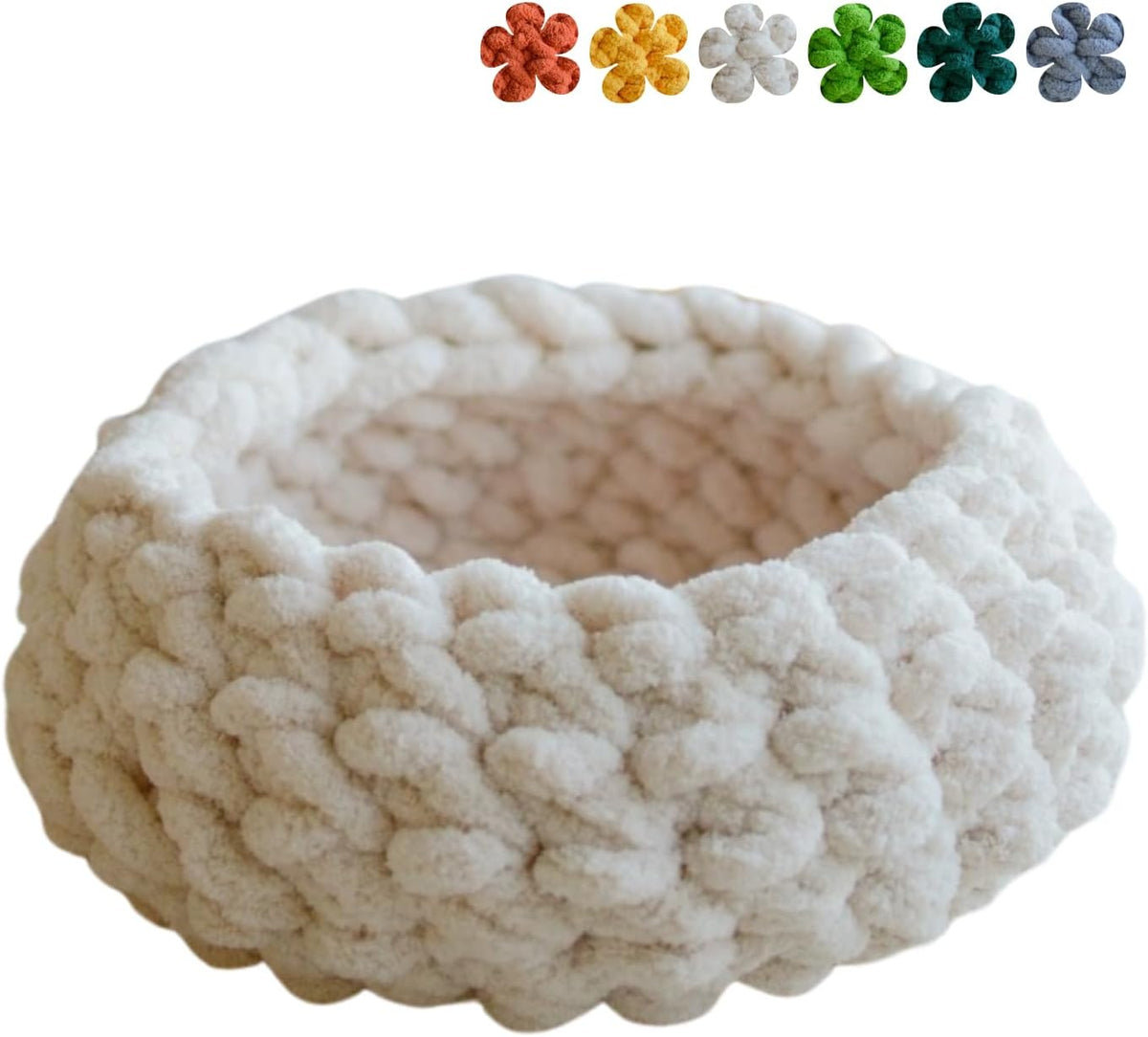 Cat Nest Bed, Handwoven Washable Round Cave Kitten – Essentials for Cats - Cloud White / Medium