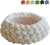 Cat Nest Bed – Premium Handwoven Washable Extra Soft Round Cave House for Indoor Kitten & Kitty, Small & Large (Cloud White,Large)