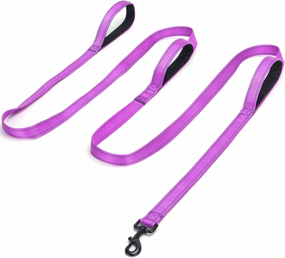 3 Handle Dog Leash 10FT Triple Handle Reflective Large Medium Dogs – Essentials for Dogs - Purple