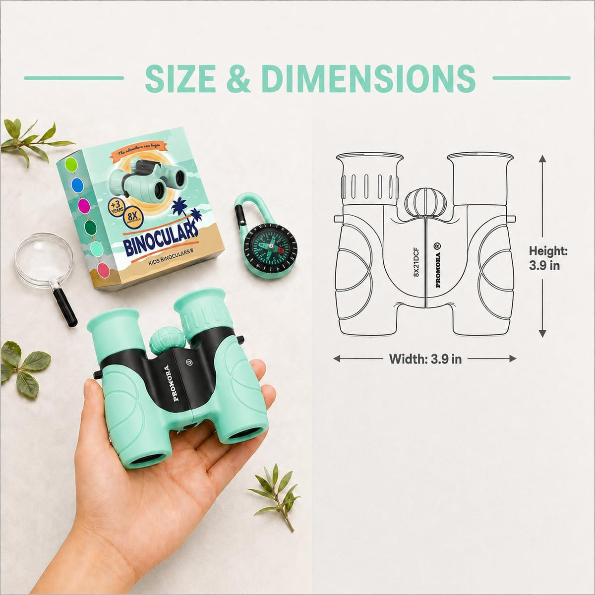 Binoculars for Kids, Perfect Toy for Little Boys and Girls - Mint Green - image 3
