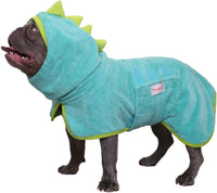 Pawyee Super Soft Fast-Drying Dog Towel with Drying Gloves for Cold - X-Large / Blue Dino - image 4