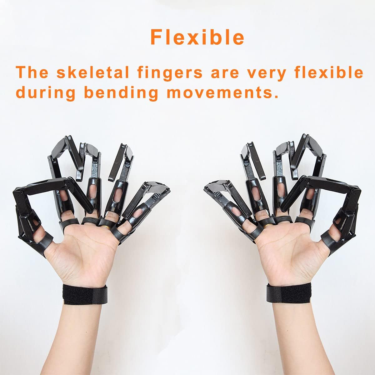 Thafikzi black articulated skull finger gloves, left and right hand pair - view 6