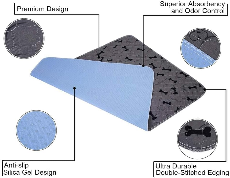 Washable Dog Pee Pads with Free Grooming Gloves - 24x24 Inch (Pack of 2) - image 3