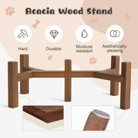 SPUNKYJUNKY Ceramic Dog Bowls with Acacia Wood Stand - 28.74 oz / Dog Paw White - image 4