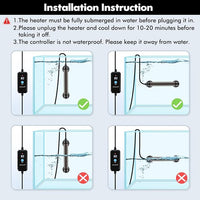 Orlushy 25W Submersible Mini Fish Tank Heater, Adjustable Aquarium Heater with Digital Display External Controller, Overheat Protection and Free Thermometer for 1-5 Gallon Freshwater & Saltwater Tank