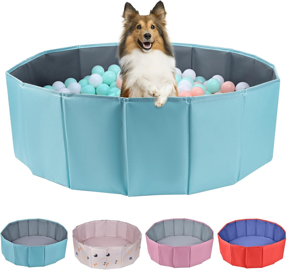 Dog Ball Pit Foldable 39.37 inches in Diameter, No Ball Included - Blue / Medium
