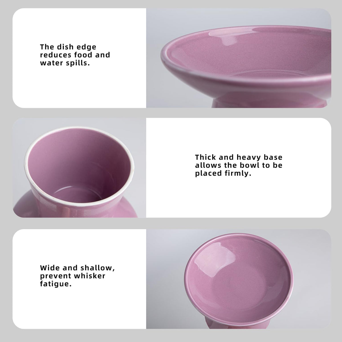Ceramic Elevated Cat Food Bowls, 6.2" Wide - Dark Purple / 2 Pack - image 4