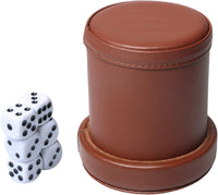 Leatherette Dice Cup with Lid Includes 6 Dices - Darkbrown - image 2