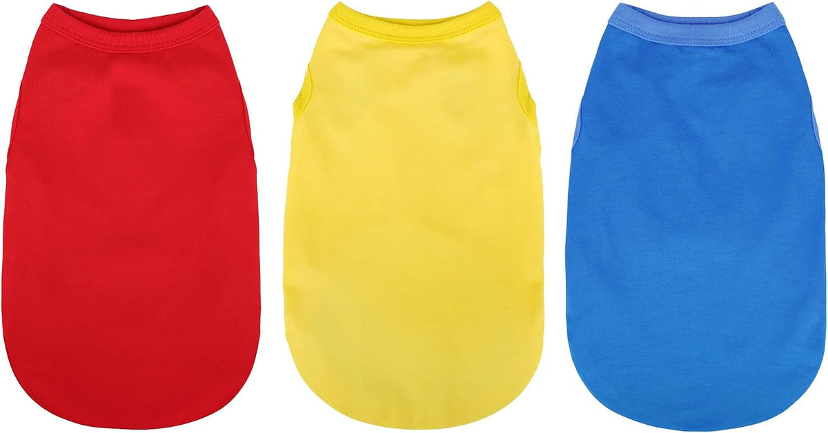 Elevate Your Dog's Fashion Quotient with Colorful and Breathable - XXS-(1~3lb) | Chest(~11.8") / Red Yellow Blue
