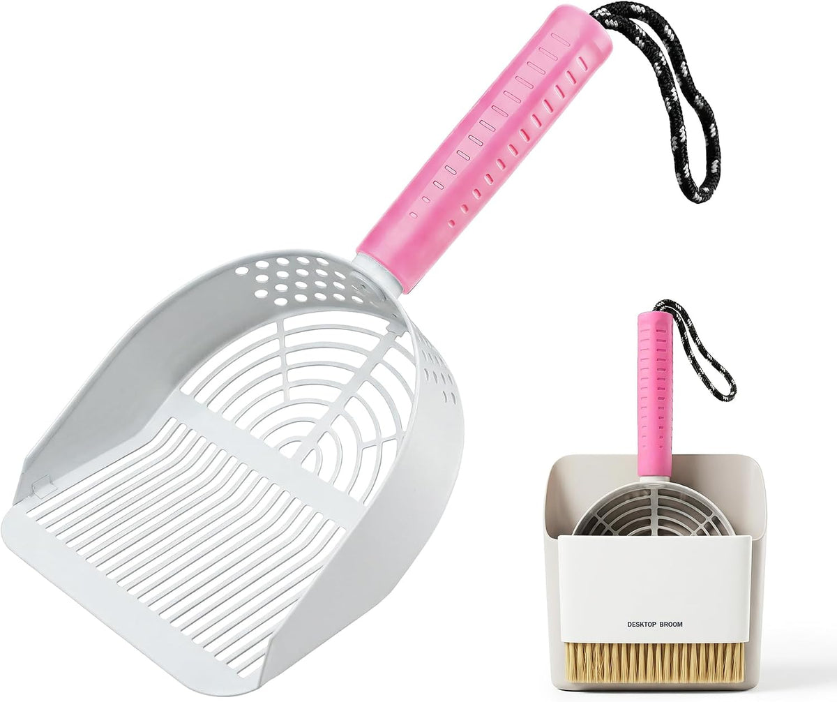 Cat Litter Scoop, Kitty Metal Scooper with Long Handle – Daily Care for Cats - Large / Pink