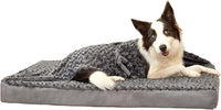 Orthopedic Memory Foam Bed for Large Dogs, Waterproof Cooling Pet Mats for Crate with Removable Washable Cover,Ideal for Arthritic Dogs (X-Large-41"x 29" x 4", Rose Plush+Blanket)