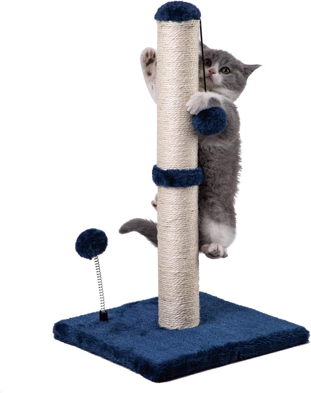 MECOOL 34” Tall Cat Scratching Post Premium Basics Kitten Scratcher - 22 inches for kitten / Navy