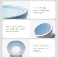 2-Pack Elevated Ceramic Cat Bowls Extra Wide for Food & Water – Essentials for Cats - Baby Blue-2 Food Bowl - image 2