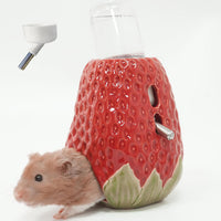 Adjustable No-Drip Pink Strawberry Ceramic Hamster Water Bottle – Essentials for Small Pets - Strawberry -red