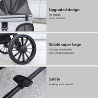 Dog Cat Stroller, Foldable 4 Wheels Dog Stroller for Small Medium Dogs 20 lbs,Pet Strollers for Large Dogs 50lbs, Stable Anti-Shock Detachble Carrier,with 360°Swiveling Front Wheel forTravel