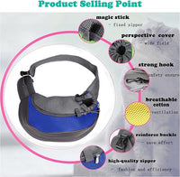 Pet Dog Sling Carrier, Breathable Mesh Portable Travel Safe Pet Sling Shoulder Bag Carrier with Adjustable Non-Slip Shoulder Strap for Small Dogs Cats Puppy (Small, Blue)