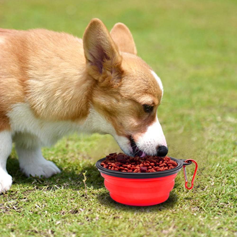 Dog Bowl Pet Collapsible Bowls - Small / Blue+Red - image 2