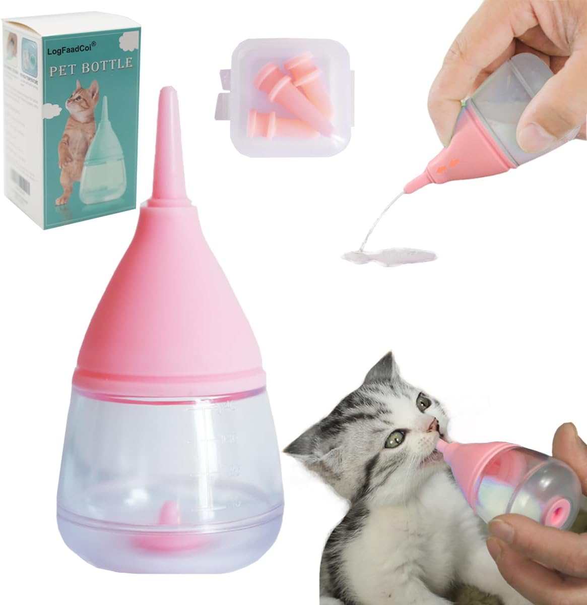 40 ml puppy and kitten nursing bottle with replaceable silicone nipples
