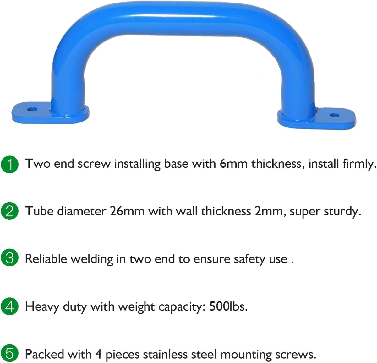 Purife 10 inch matte black metal playground safety handles, 2 pack with screws - view 9