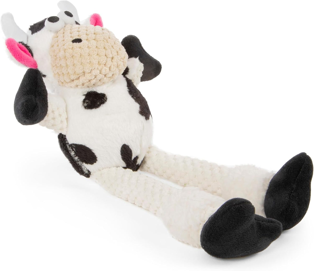 goDog Checkers Elephant Tough Plush Toy with Chew Guard Technology - Checkers - Skinny Cow (White) / Small