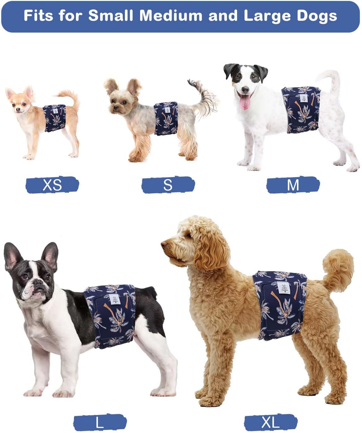 CuteBone Dog Diapers Male 4 Pack Puppy Wraps Reusable Doggie Belly - Paradise Palms / S(11"-14") - image 2