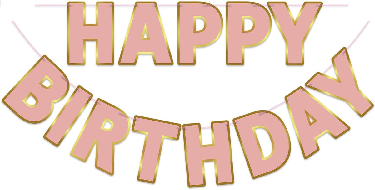 Pre-Strung Happy Birthday Banner - Rose Gold