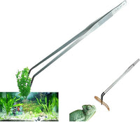 2 Pack Extra Long Tweezers, Fecsam Feeding Tongs, 18.9 inch & 10.5 inch Curved Aquarium Stainless Steel Large Aquascape Tools for Fish Tank, Terrarium，Aquascaping, Reptile, Bearded Dragon