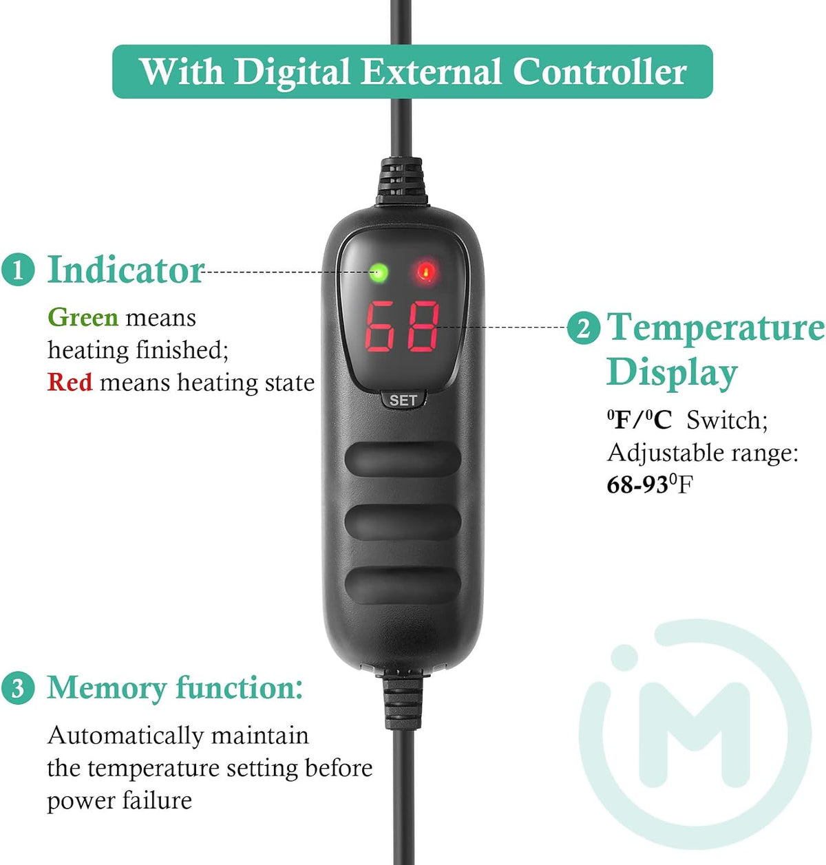 HITOP Aquarium PTC Heater with Controller: 200W 300W 400W Digital - 400W(55-100Gal) - image 3