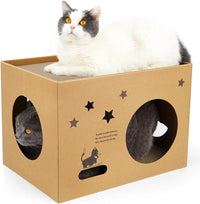 ARGOPET Cat Cardboard House with 2 PCS Scratching Pads – Essentials for Cats - Wood-Star
