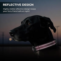 2025 Upgrade Airtag Dog Collar, Reflective Dog Collar with Airtag Holder, IP68 Waterproof| Metal Buckle| Ultra-Durable| Comfortable Padded, GPS Dog Collars for Medium Large Dogs (Pink,L)