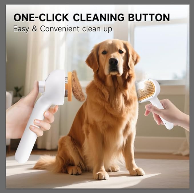 Pet Steam Brush for Dogs & Cats with Paw Cleaner & Shampoo – 3-in-1 Grooming Spray Comb, Mist Massage & Defur Function, Water Spritz Deshedding Tool for Long/Short Hair, Indoor Pets