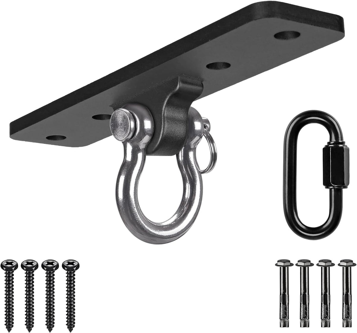 Dolibest Ceiling Mount Swing Hanger Heavy Duty Swing Set Hook - 4 Holes Ceiling Anchor With Carabiner