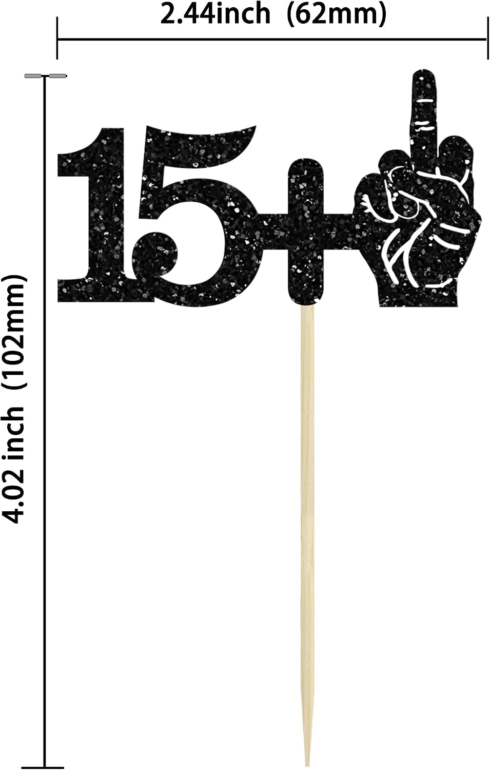 Ephlyn 1Pc 49+1 Black Glitter Cake Topper 50th Birthday Party Cake - 16th-24Pcs / Black - image 2