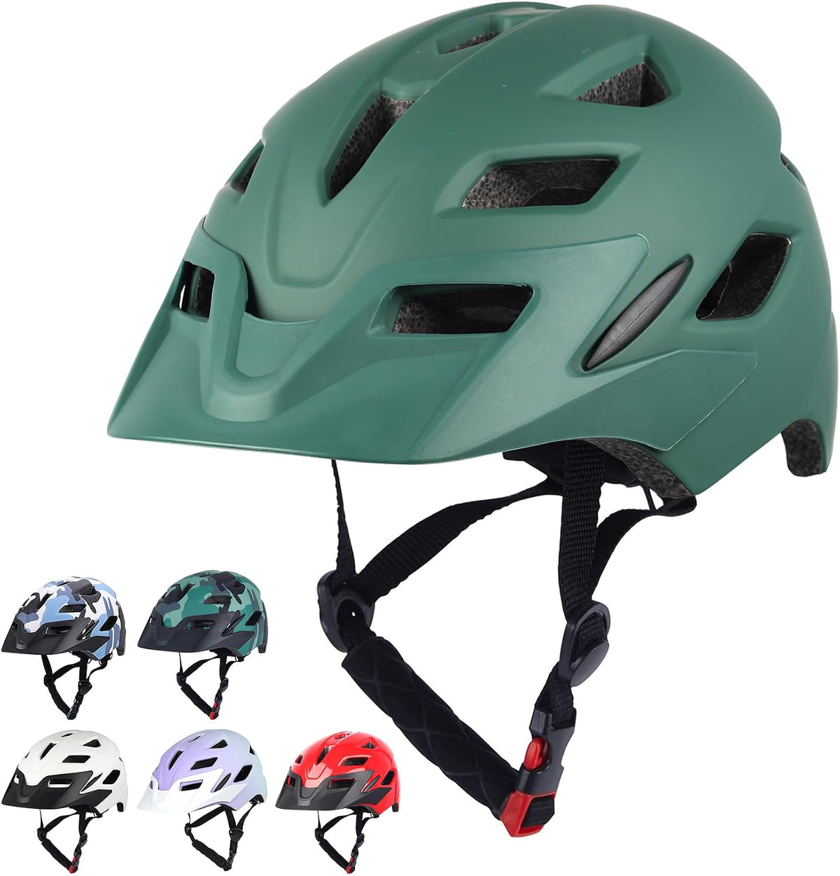 Kids Bike Helmet, Toddler Youth Helmet for Boys Girls, Ages 3-5 - Dark Green / 50cm-57cm/19.7''-22.4''