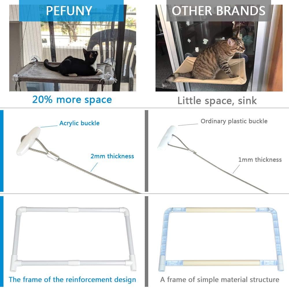 Cat Window Hammock – Mess-Free Waterproof Cats Window Perch for Large Cats, Strong Suction Cup - Beige - image 4