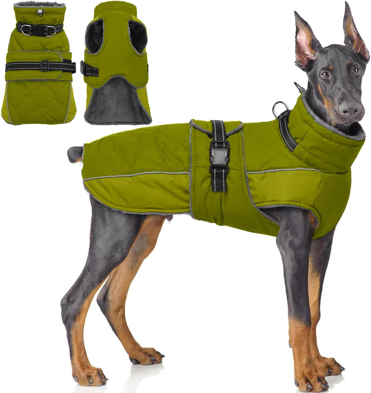 QBLEEV Warm Dog Jacket, Waterproof Dog Winter Coat with Harness – Essentials for Dogs - Autumn-Fragrance / XX-Large