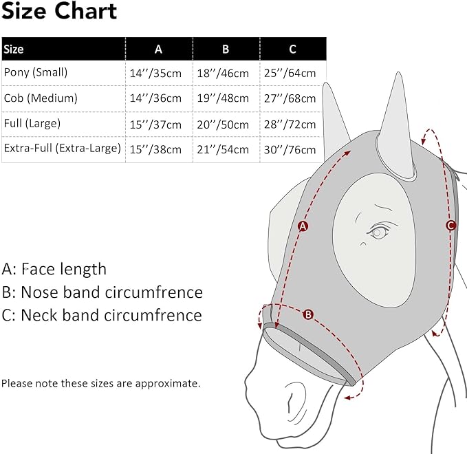 Harrison Howard Super Comfort Stretchy Fly Mask Large Eye Space with UV Protection Soft on Skin with Breathability Magic Prism Cob (Medium)
