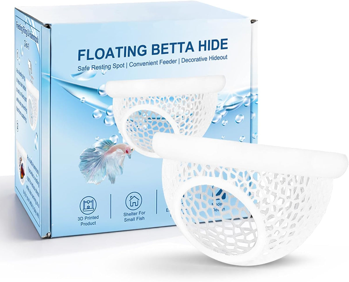 Floating Betta Hide & Shrimp Cave, 3D Printed Aquarium Decor - Ivory - image 3