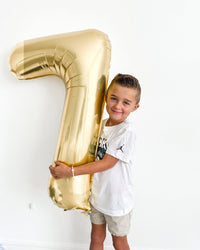 Navy Blue 1 Balloon, Number Balloon 40 Inch - Champagne Gold / Number 8 - image 3